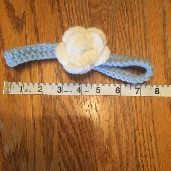 Blue Crochet Headband With Flower for Baby - Picture 2 of 2